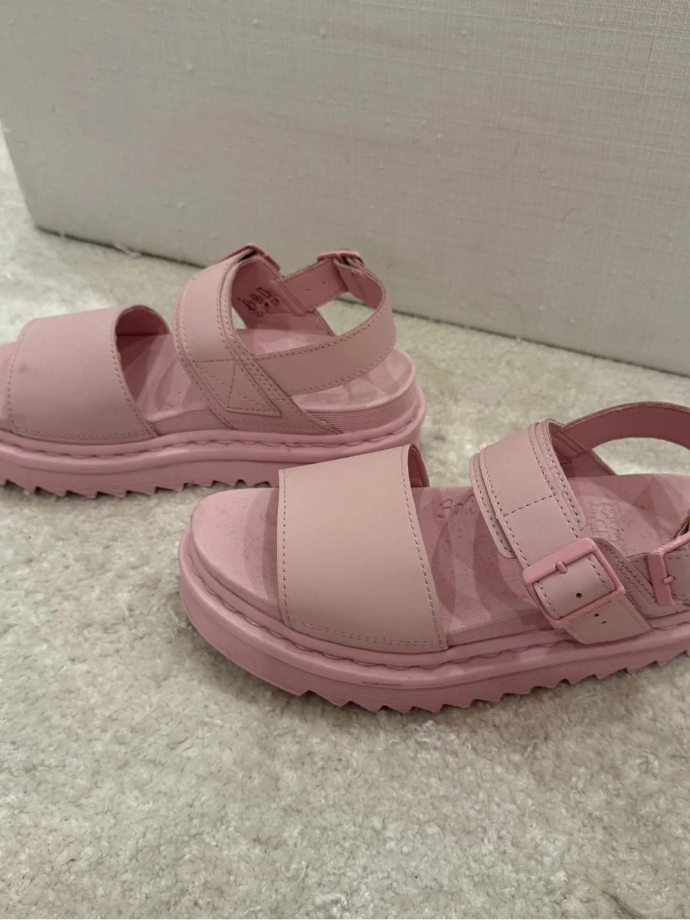 Dr. Martens Pink Platform Sandals with Buckle Straps
